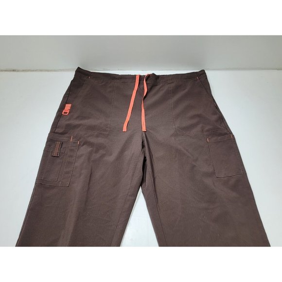 Carhartt Brown Elastic Drawstring Waist Multi Pocket Scrub Pants Womens Size XL - Picture 2 of 7